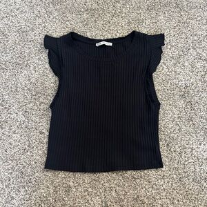 Zara Navy Blue Ribbed Crop Top